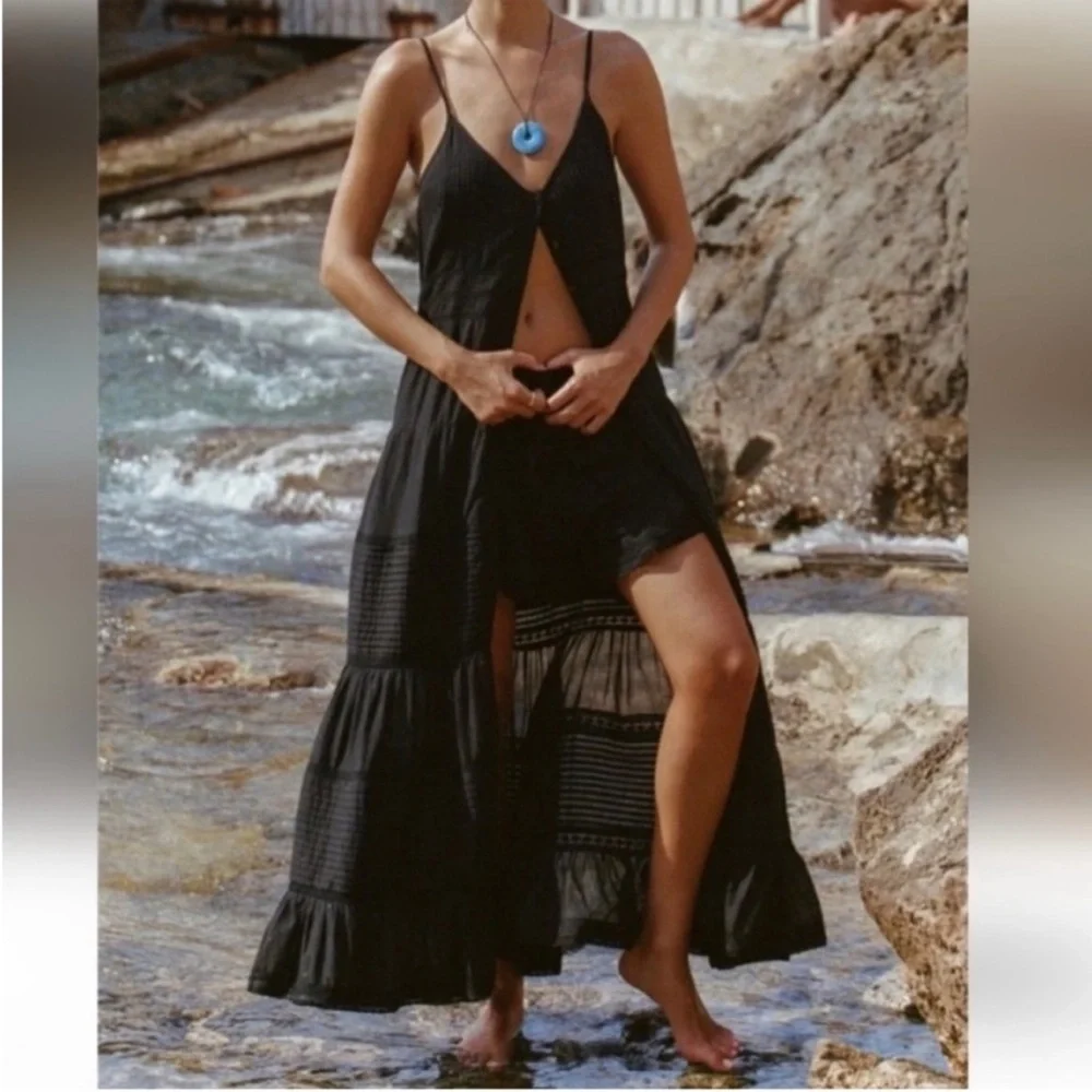 SPELL Black Dove Lace maxi dress -M - Picture 2 of 8